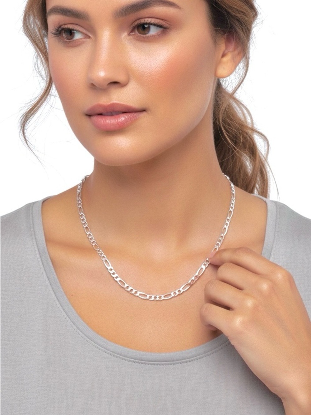 925 Italian Sterling Figaro Chain Necklace 26” 8mm- Unisex